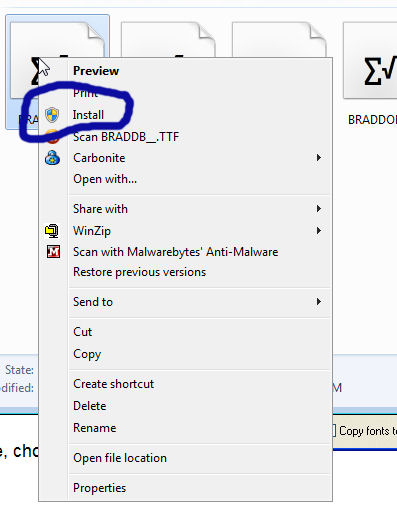 Win 7 Add Font