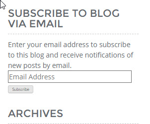 Our blog sign up form for our post email list.