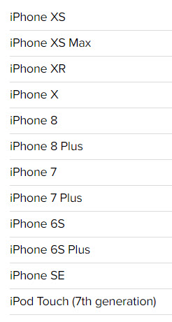 List of iPhones which will accept iOS 13