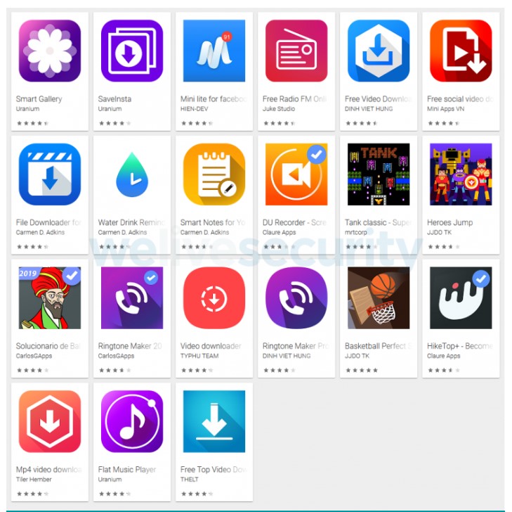 icons of 21 Android apps to remove