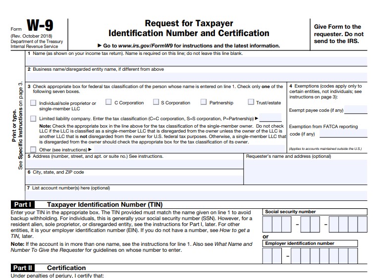 IRS W-9 Form
