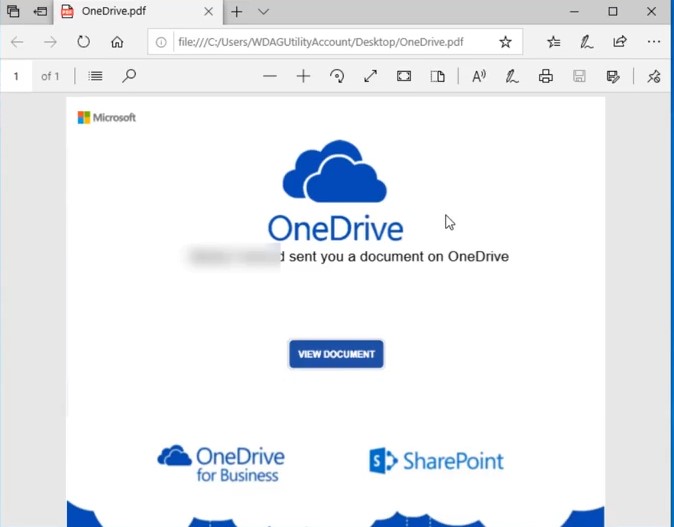 Screenshot of a window which appears to be a Microsoft OneDrive page with a shared document