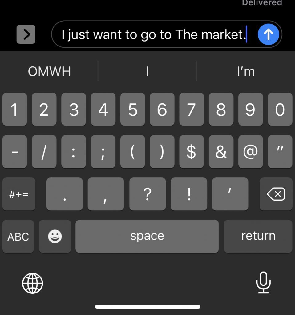 Screenshot of my iPhone with an auto-correct mistake. "The" instead of "the."