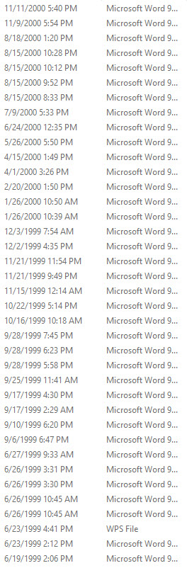 dates of very old files