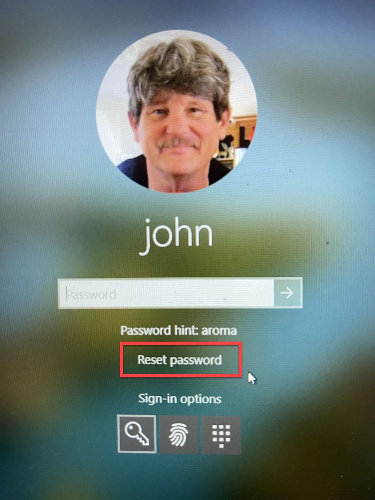 Screenshot of the log in screen after three failed password attempts. "Reset password" is highlighted.