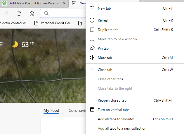 Tab menu - Microsoft Edge