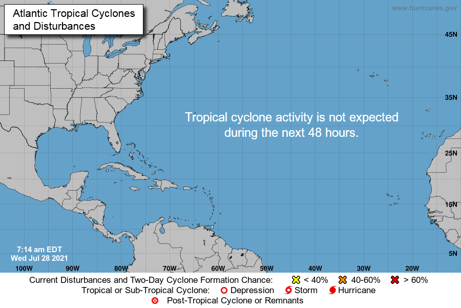 tropical storm activity map for the next 48 hours