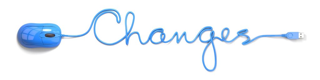 The word "Changes" spelled out using a mouse and its cord