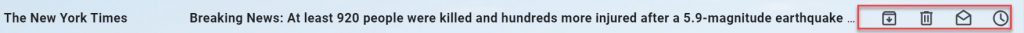 Gmail showing the hover cions