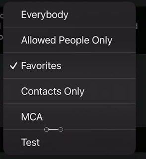 Screenshot of the Sleep Focus People selection menu