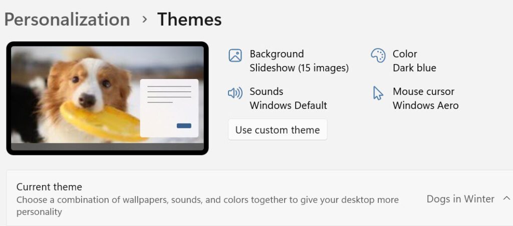 Theme settings