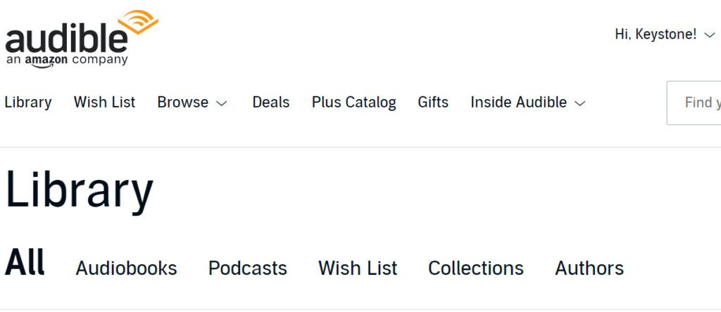 Screenshot of my Audible Library main page.
