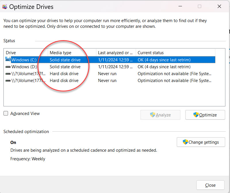 Things You Should Know - screen capture of the dfrgui option