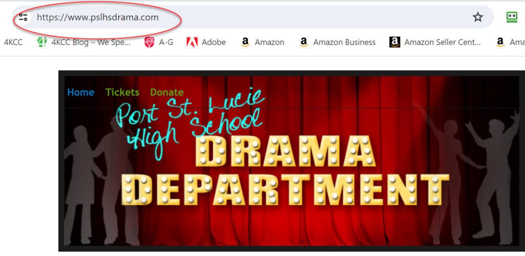 Screenshot of the pslhsdrama.com header