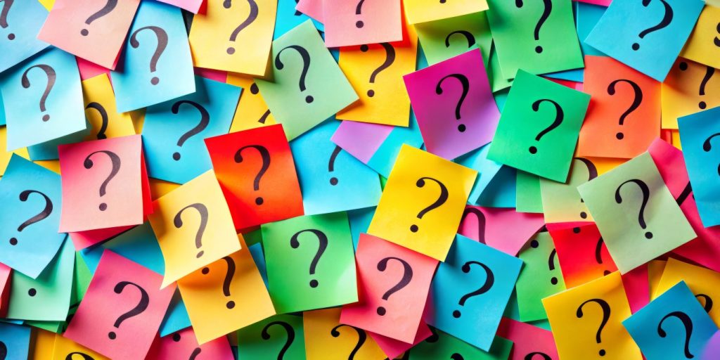 questionmarks a log of colorful question marks