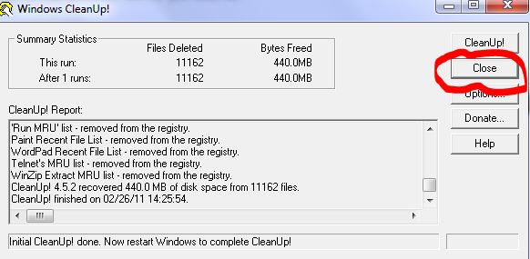 Close CleanUp